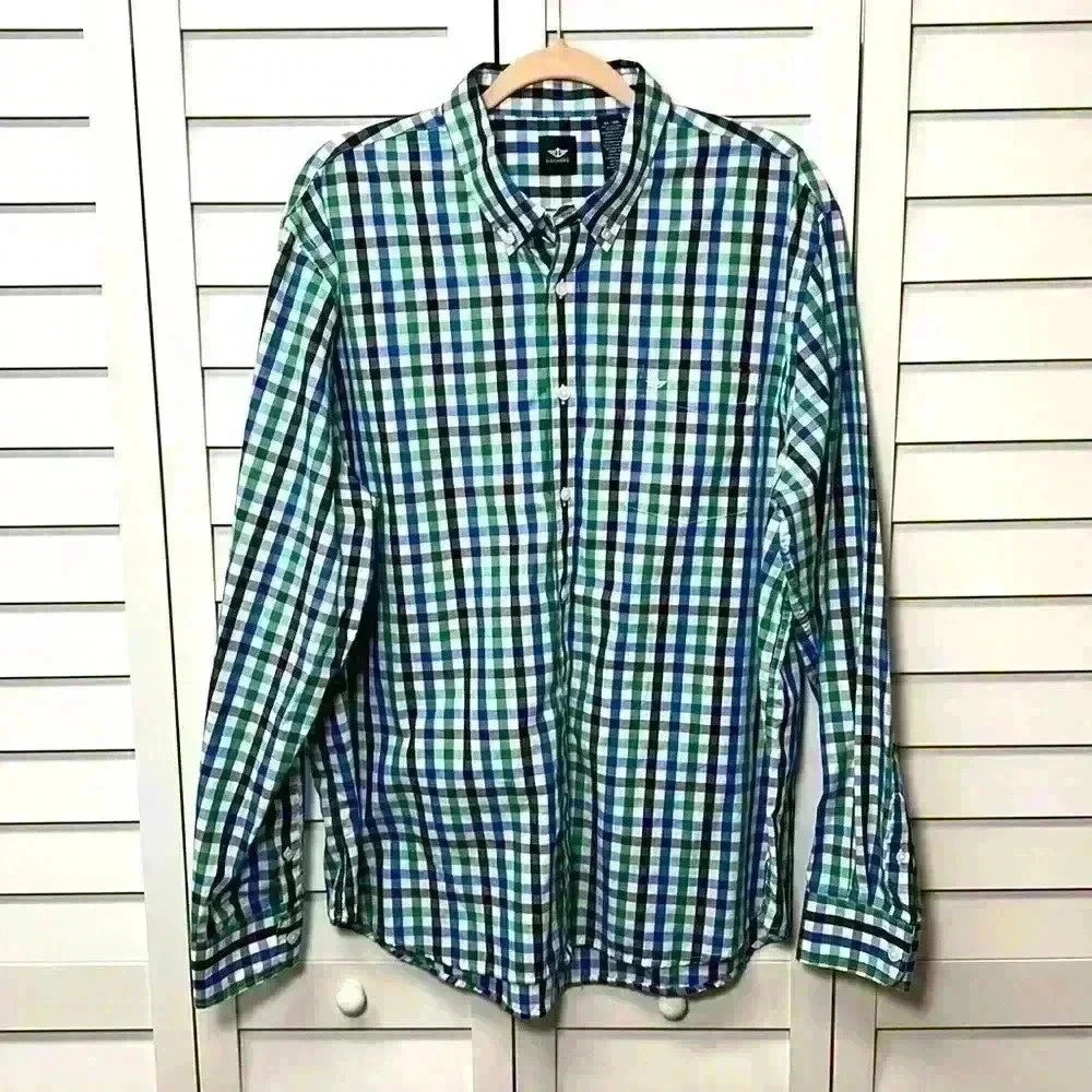 Dockers Plaid Classic Button Down Long Sleeve Shirt Size XL